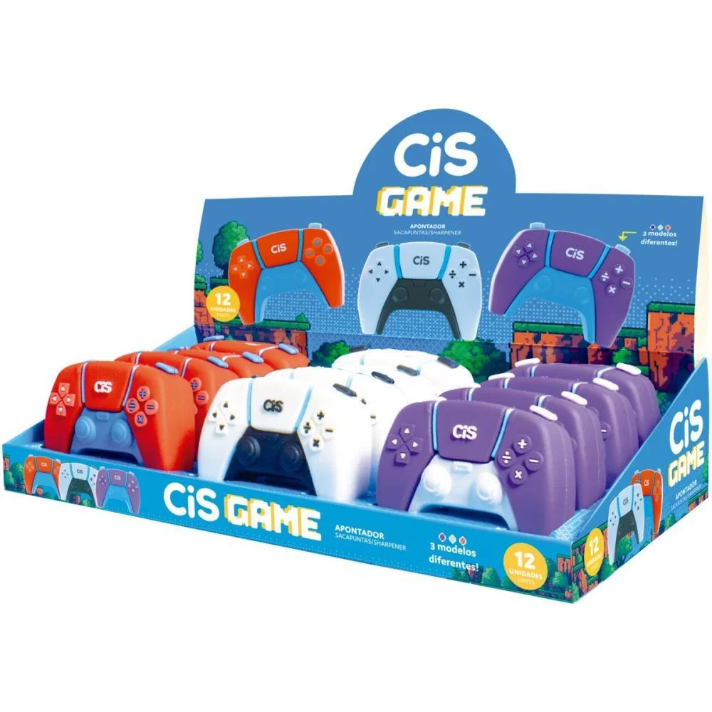 Apontador Sem Deposito Cis Game 3 Cores Sortidas Sertic (Dp.c/12) - imagem 6