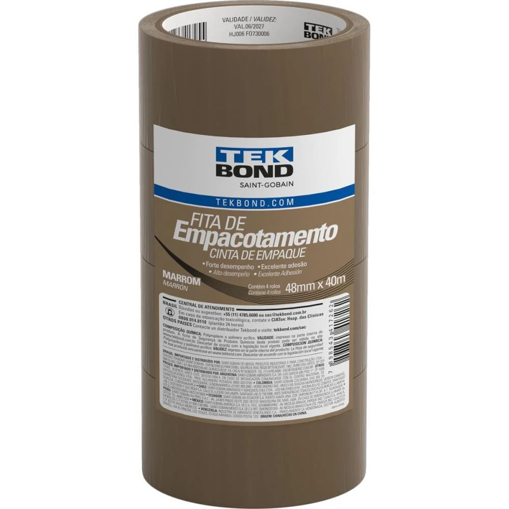 Fita Para Empacotamento Pp 48Mmx40M Marrom Tekbond (Pct.c/16) - imagem 3