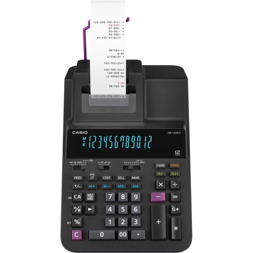 Calculadora De Impressao 12Dig.reimpressao Preta Bivolt Casio (Unidade) - imagem 4