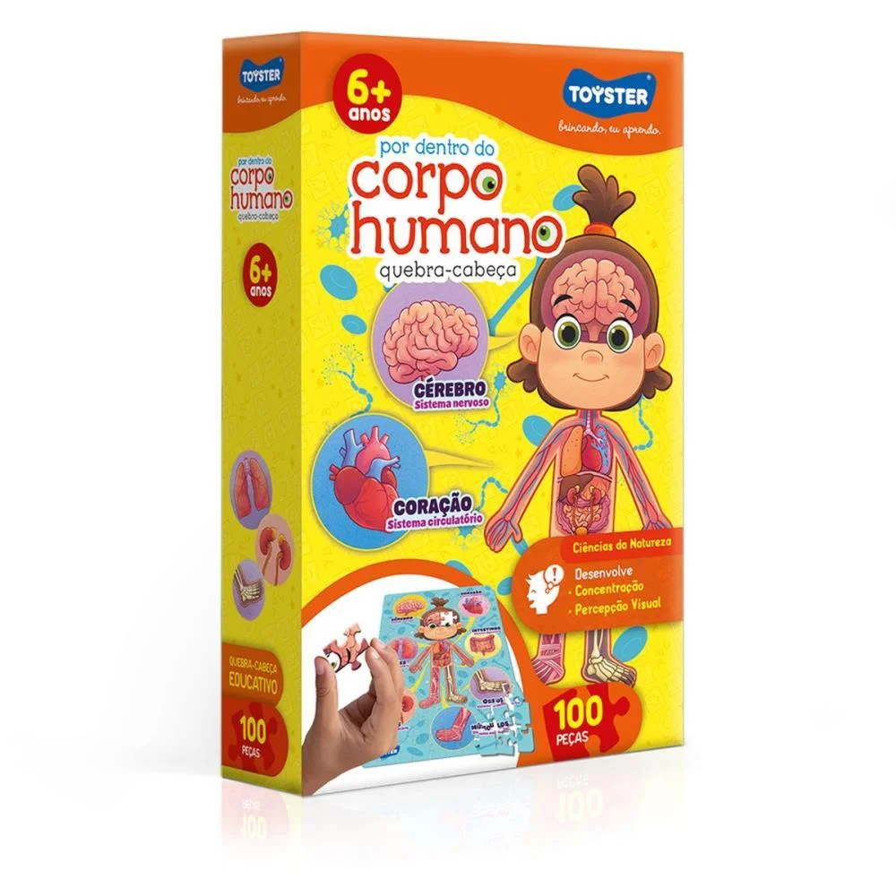 Quebra-Cabeca Cartonado Corpo Humano 100 Pecas Toyster (Unidade) - imagem 3