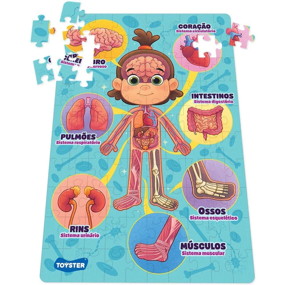 Quebra-Cabeca Cartonado Corpo Humano 100 Pecas Toyster (Unidade) - imagem 4