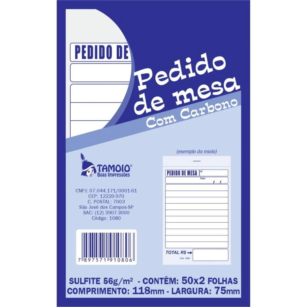 Impresso Talao De Pedido Mesa 2 Vias 50 Folhas Carbono Tamoio (Pct.c/05) - imagem 4