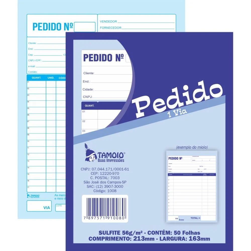 Impresso Talao De Pedido 1/18 1 Via 50 Folhas Tamoio (Pct.c/05) - imagem 2