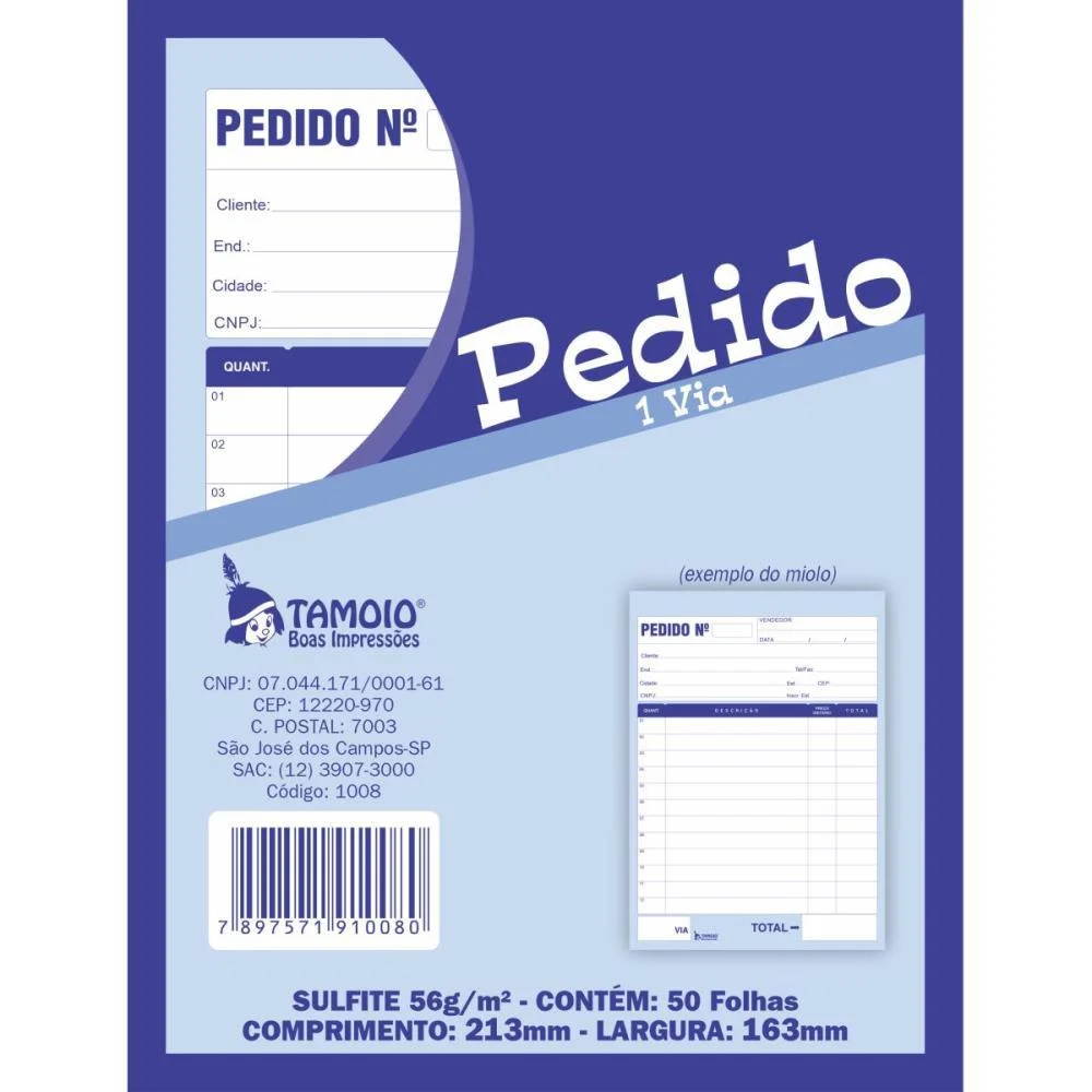 Impresso Talao De Pedido 1/18 1 Via 50 Folhas Tamoio (Pct.c/05) - imagem 4