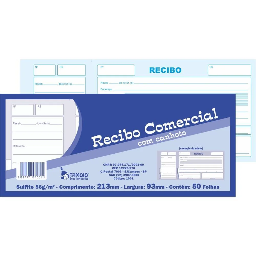 Impresso Recibo Comercial Com Canhoto 50F Tamoio (Pct.c/05) - imagem 2