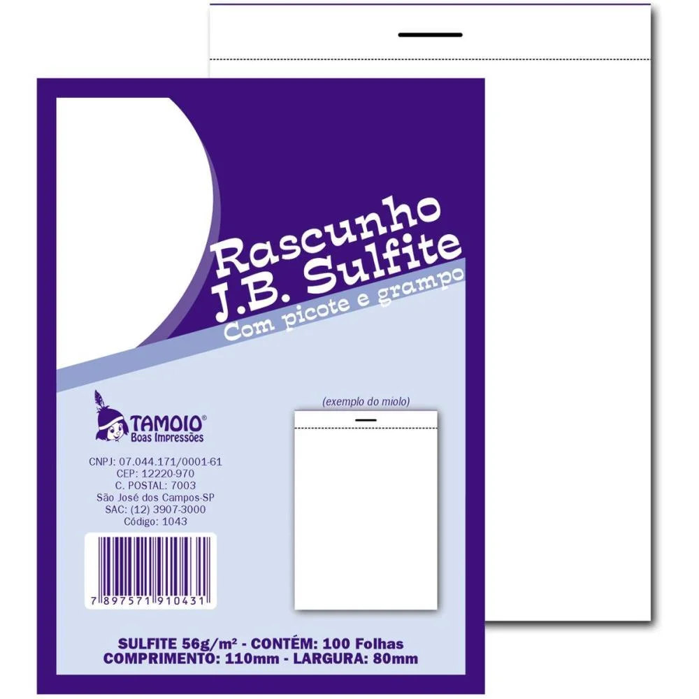 Bloco Para Rascunho Sulfite 80X110Mm C/100 Fls Tamoio (Pct.c/05) - imagem 5