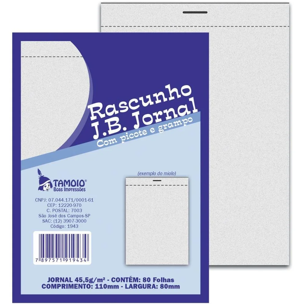 Bloco Para Rascunho Jornal 80Fls 80X110Mm C/Picote Tamoio (Pct.c/05) - imagem 5