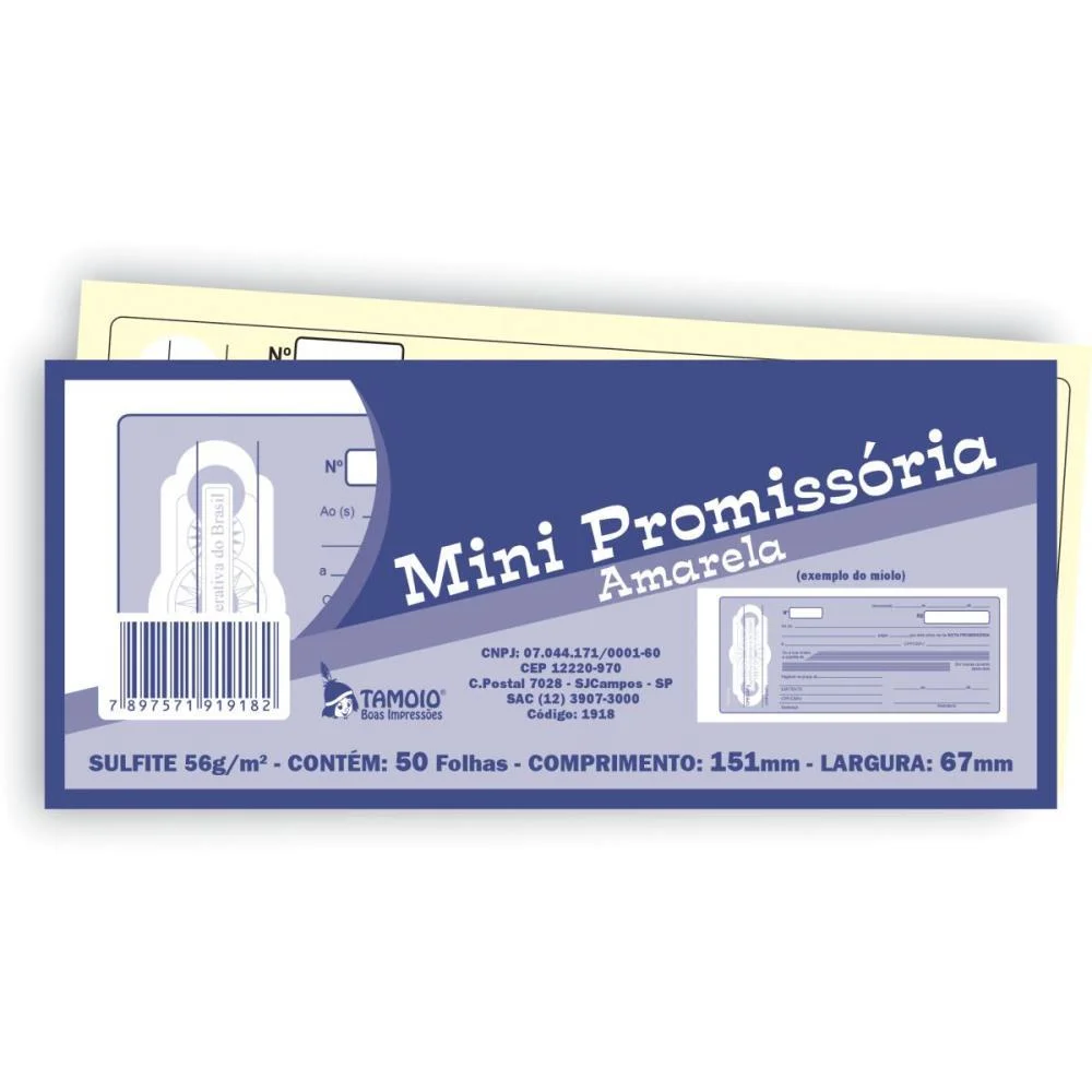 Impresso Talao Nota Mini Promissoria Am 50Fls Tamoio (Pct.c/05) - imagem 2