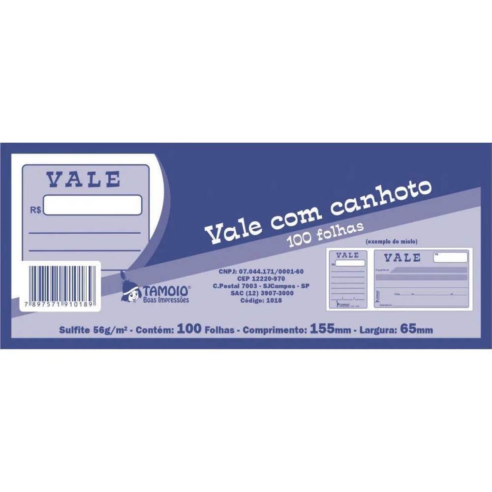 Impresso Recibo Vale Com Canhoto 100Fls Tamoio (Pct.c/05) - imagem 4