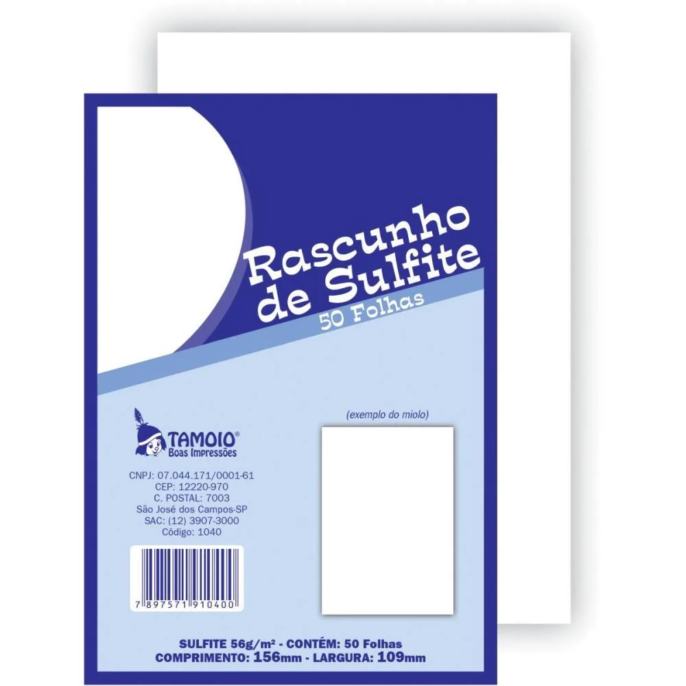Bloco Para Rascunho Sulfite 1/36 50Fls Tamoio (Pct.c/05) - imagem 3