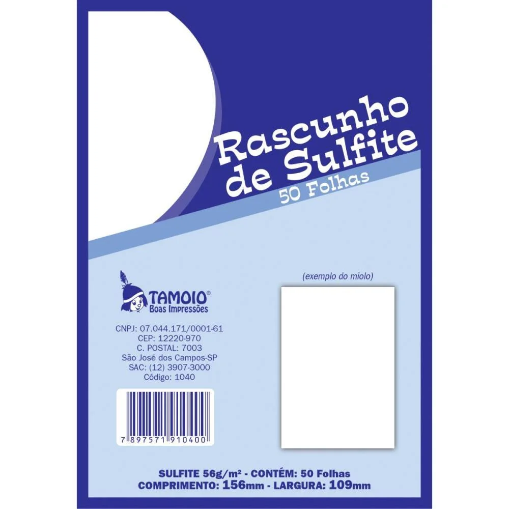 Bloco Para Rascunho Sulfite 1/36 50Fls Tamoio (Pct.c/05) - imagem 4
