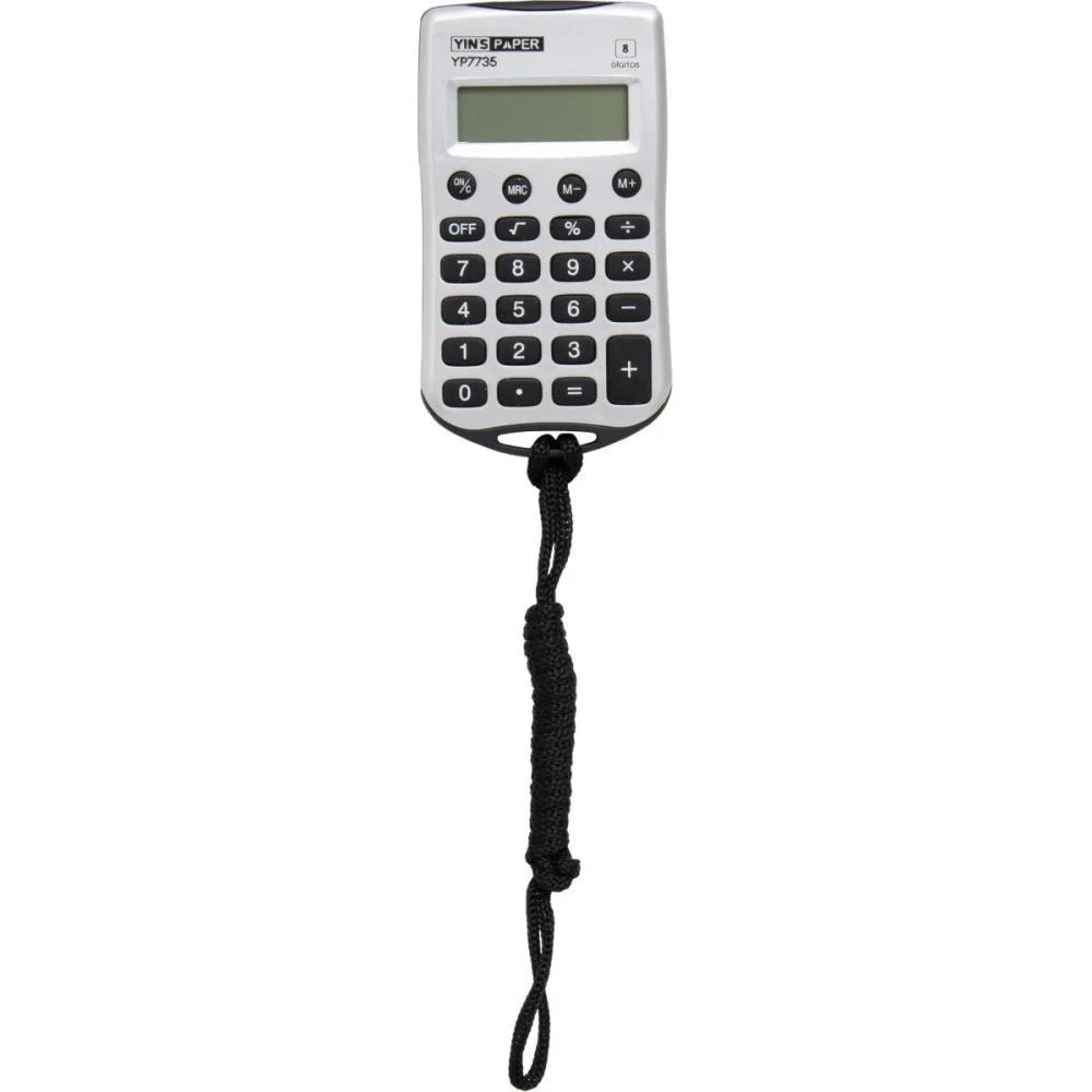Calculadora De Bolso 8 Digitos Com Cordao Prata/Pre Yins (Unidade) - imagem 3