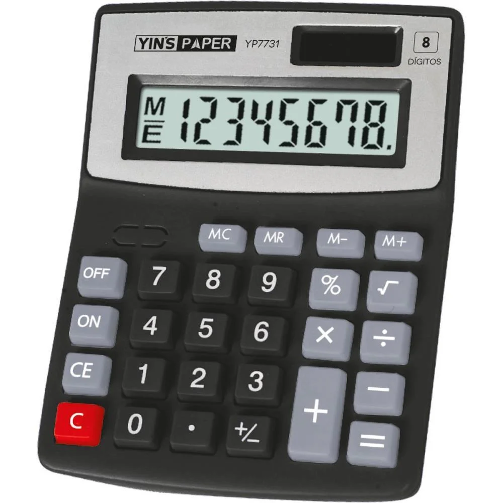 Calculadora De Mesa 8 Digitos Preto/Prata Yins (Unidade) - imagem 3