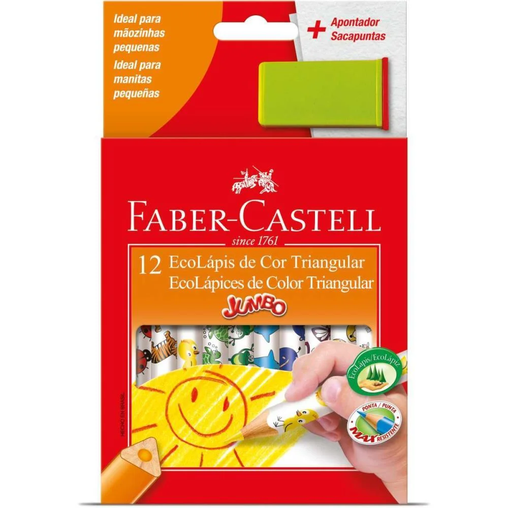 Lapis De Cor Jumbo Ecolapis 12 Cores Decorado Faber-Castell (Pct.c/06) - imagem 3