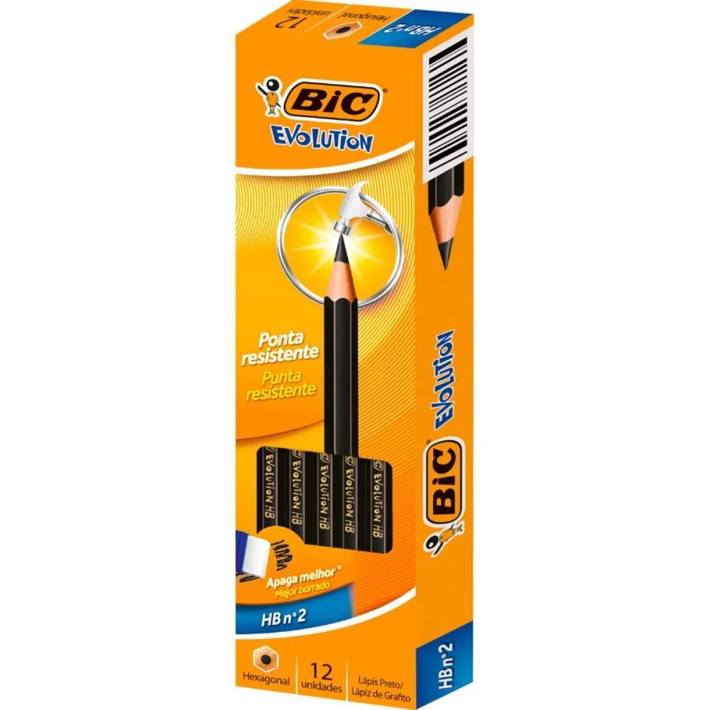 Lapis Preto Sextavado Evolution 2Hb S/Borracha Preto Bic (Cx.c/144) - imagem 2