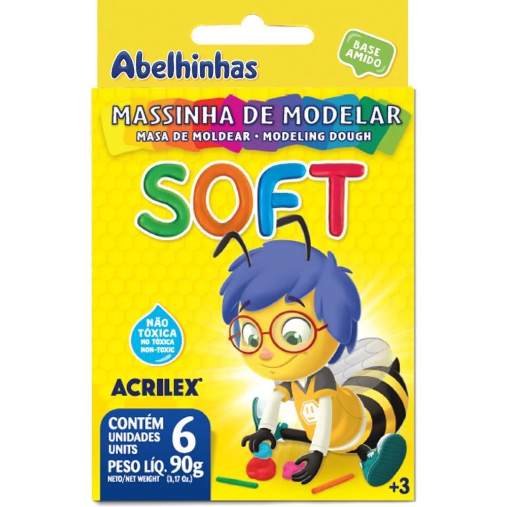 Massa Para Modelar Soft C/06 Cor.foscas Bs.amido Acrilex (Pct.c/12) - imagem 3