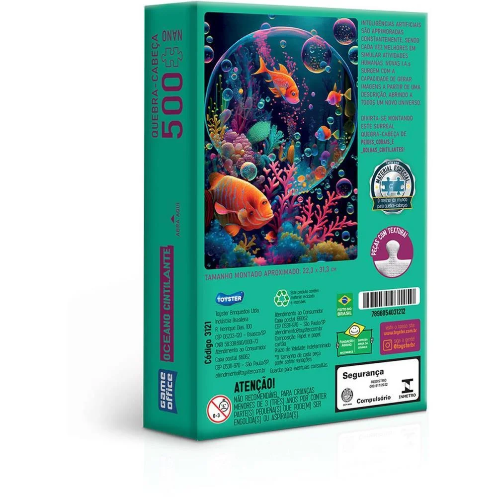 Quebra-Cabeca Cartonado Ia Oceano Cintil.500Pcs Nano Toyster (Unidade) - imagem 5