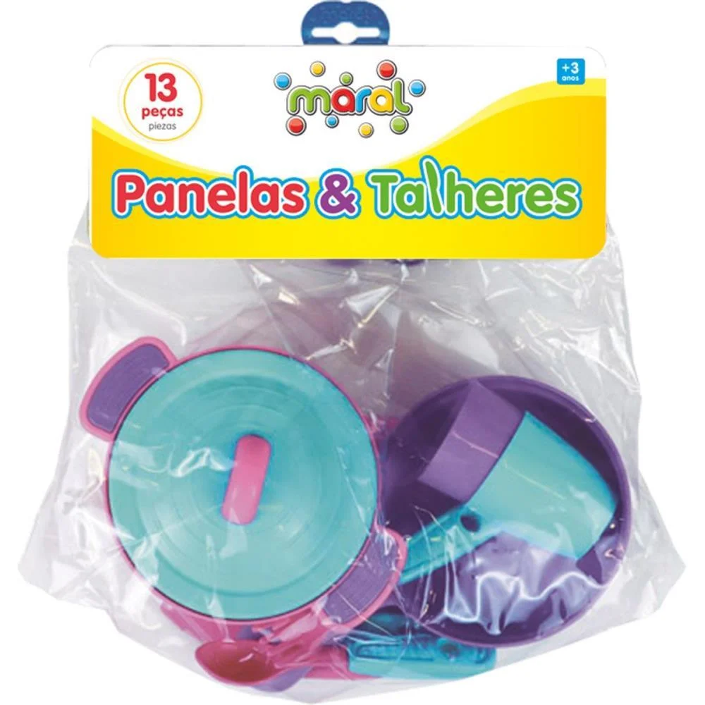 Brincando De Casinha Panelas E Talheres Rosa 13Pcs Maral (Unidade) - imagem 4