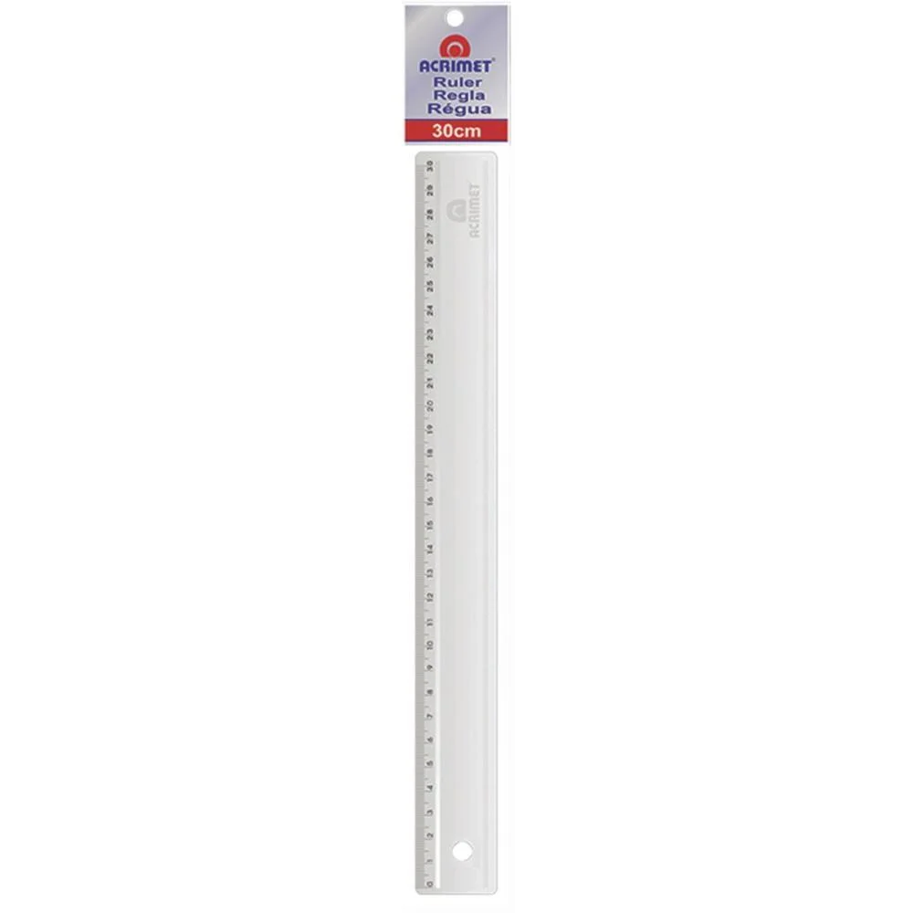 Regua De Poliestireno Transparente 30Cm. Acrimet (Cx.c/24) - imagem 2
