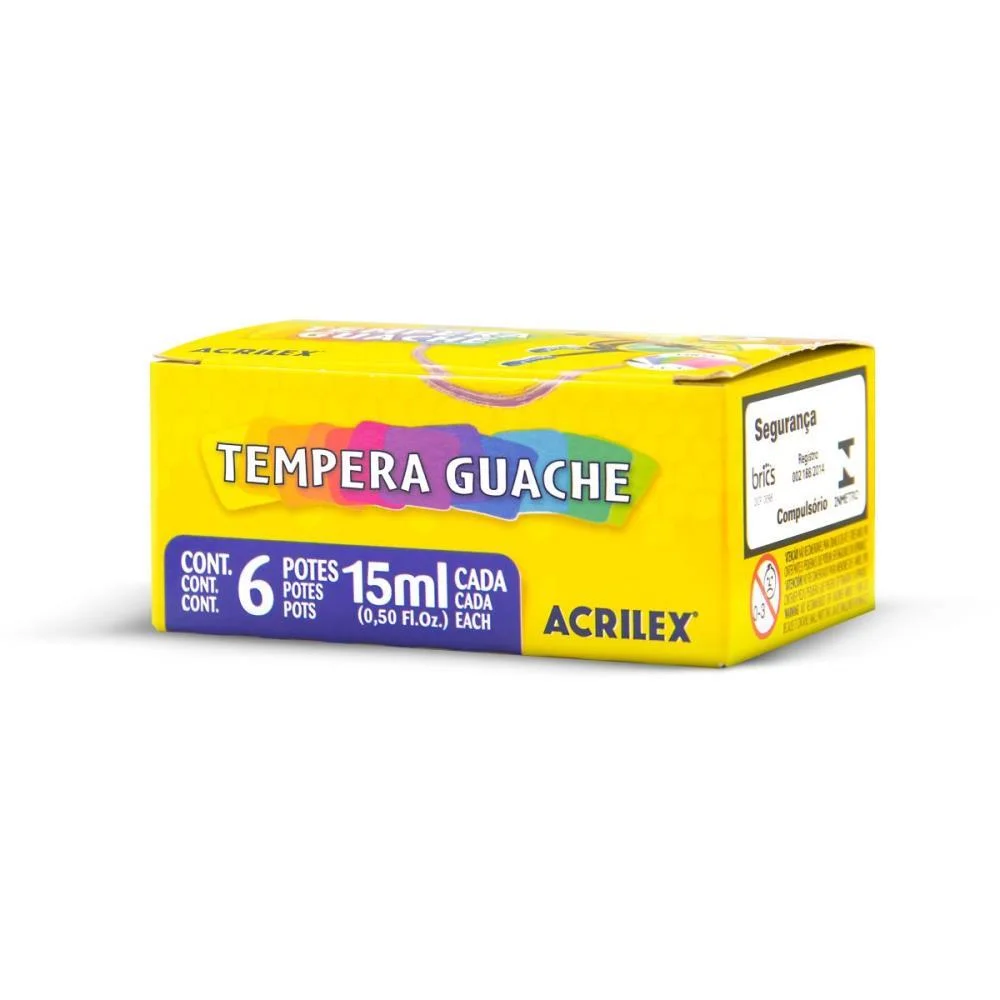 Tinta Guache 015Ml 06 Cores Acrilex (Pct.c/12) - imagem 2