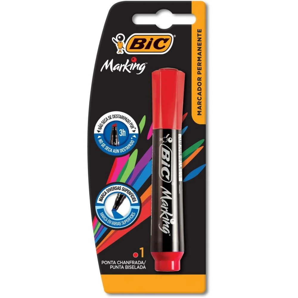 Pincel Marcador Permanente Marking Vermelho Bic (Bl.c/01) - imagem 3