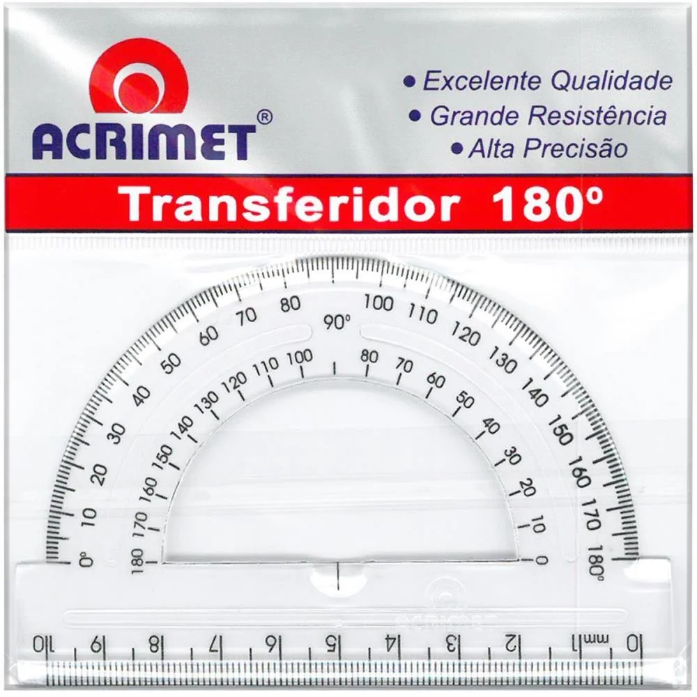 Transferidor Poliestireno 180 Graus Cristal Acrimet - imagem 2