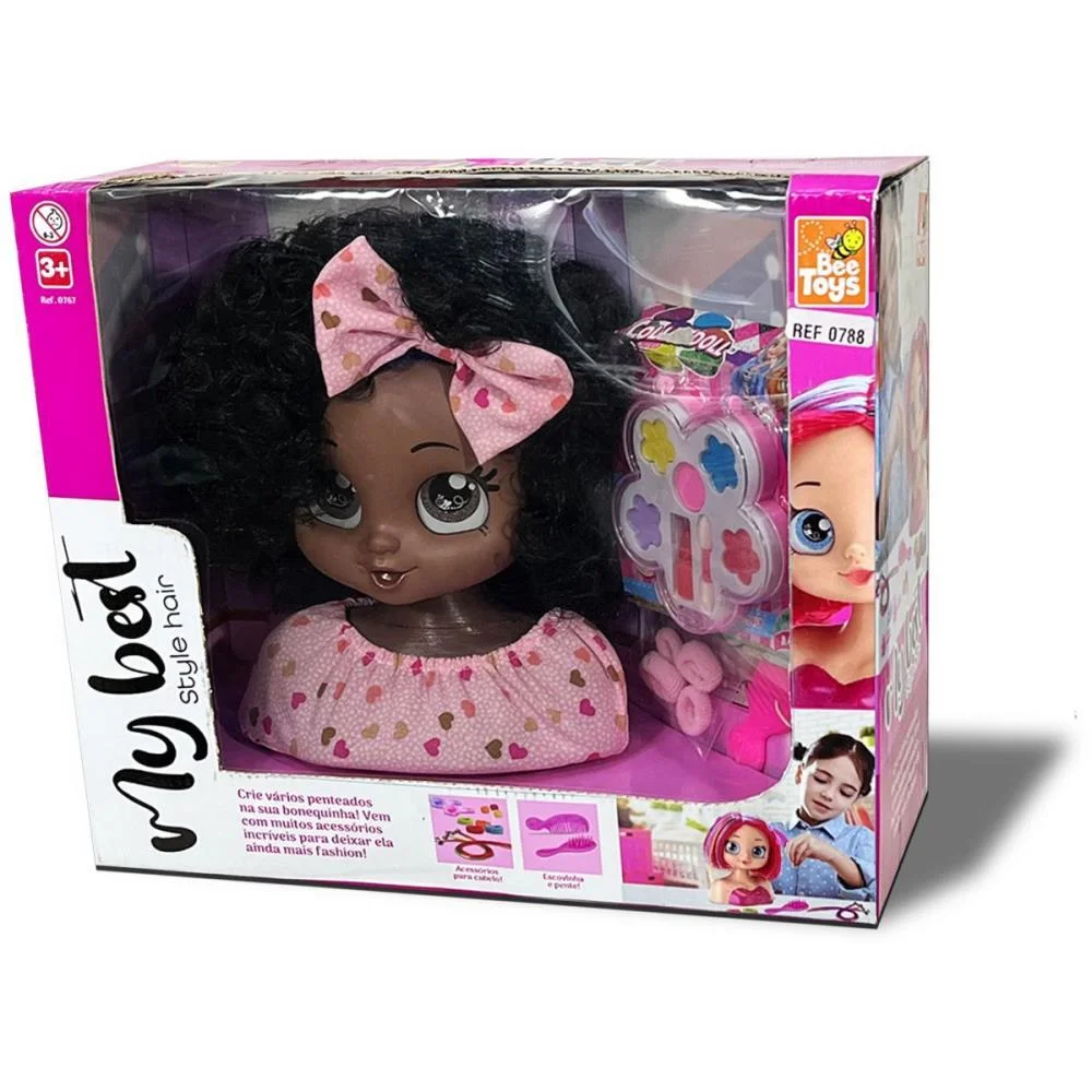 Boneca Style Hair Negra 21Cm C/Acesso Bee Toys (Unidade) - imagem 9