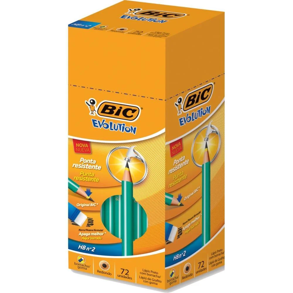 Lapis Preto Redondo Evolution 2Hb C/Borracha Bic (Cx.c/72) - imagem 3