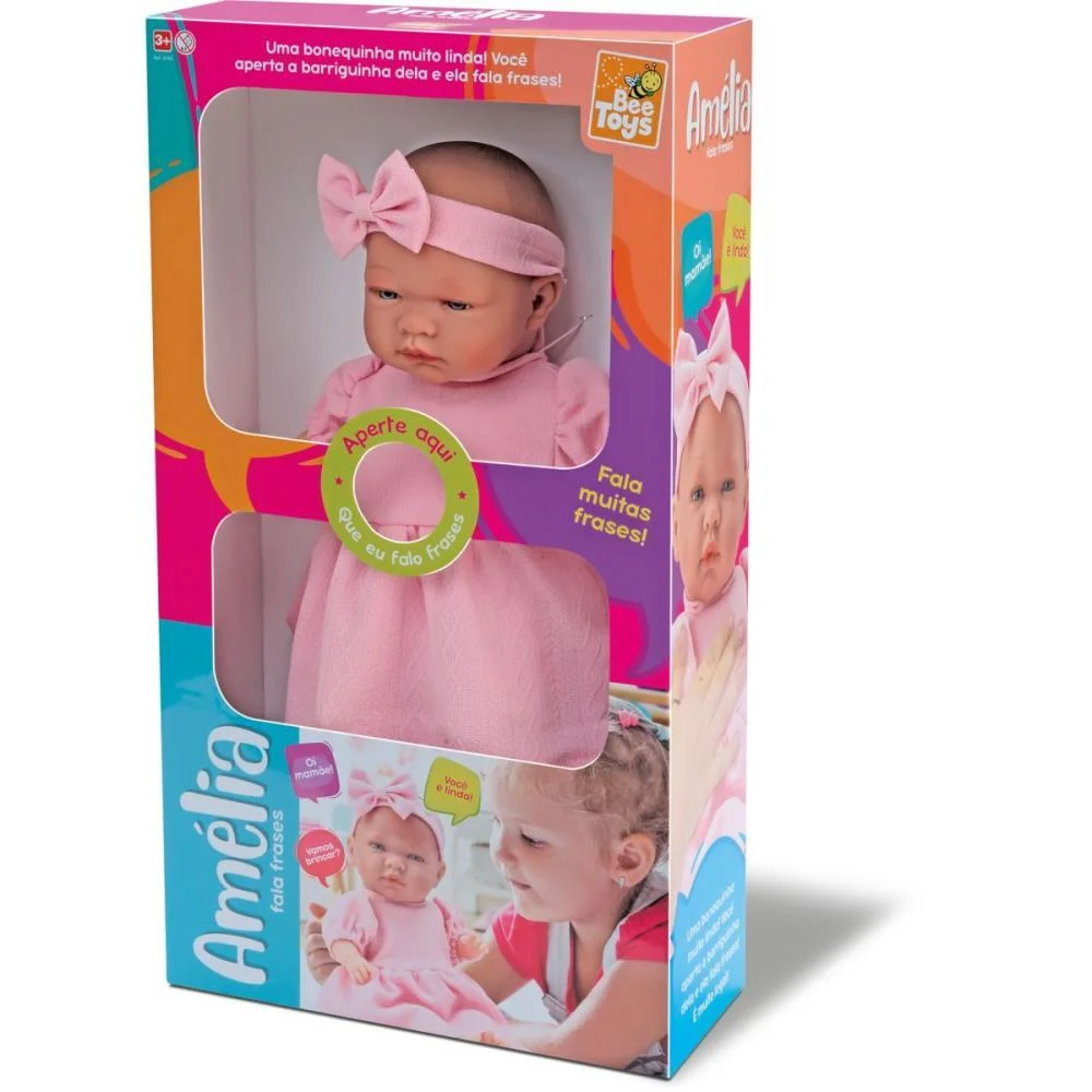 Boneca Com Mecanismo Amelia Frases 25Cm Bee Toys (Unidade) - imagem 4