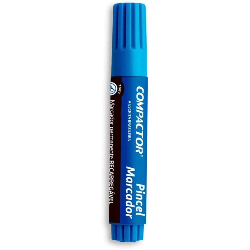 Pincel Marcador Permanente Recarregavel 4 E 8Mm Azul Compactor (Cx.c/12) - imagem 3