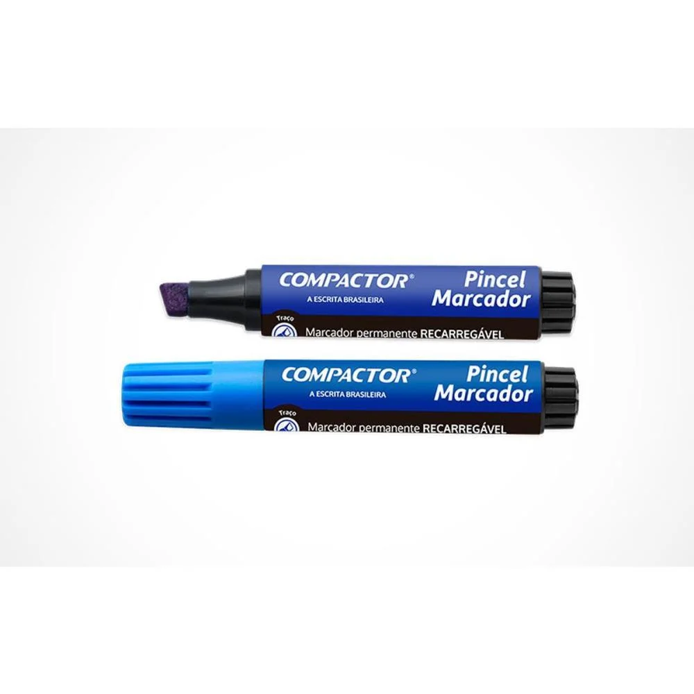 Pincel Marcador Permanente Recarregavel 4 E 8Mm Azul Compactor (Cx.c/12) - imagem 4