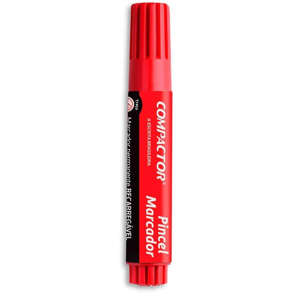 Pincel Marcador Permanente Recarregavel 4 E 8Mm Vermelho Compactor (Cx.c/12) - imagem 3
