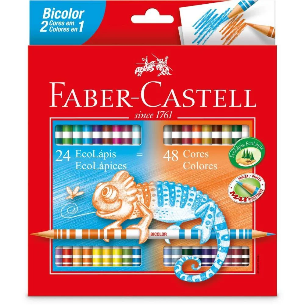 Lapis De Cor Redondo Ecolapis Bicolor 48 Cores Faber-Castell (Pct.c/06) - imagem 2
