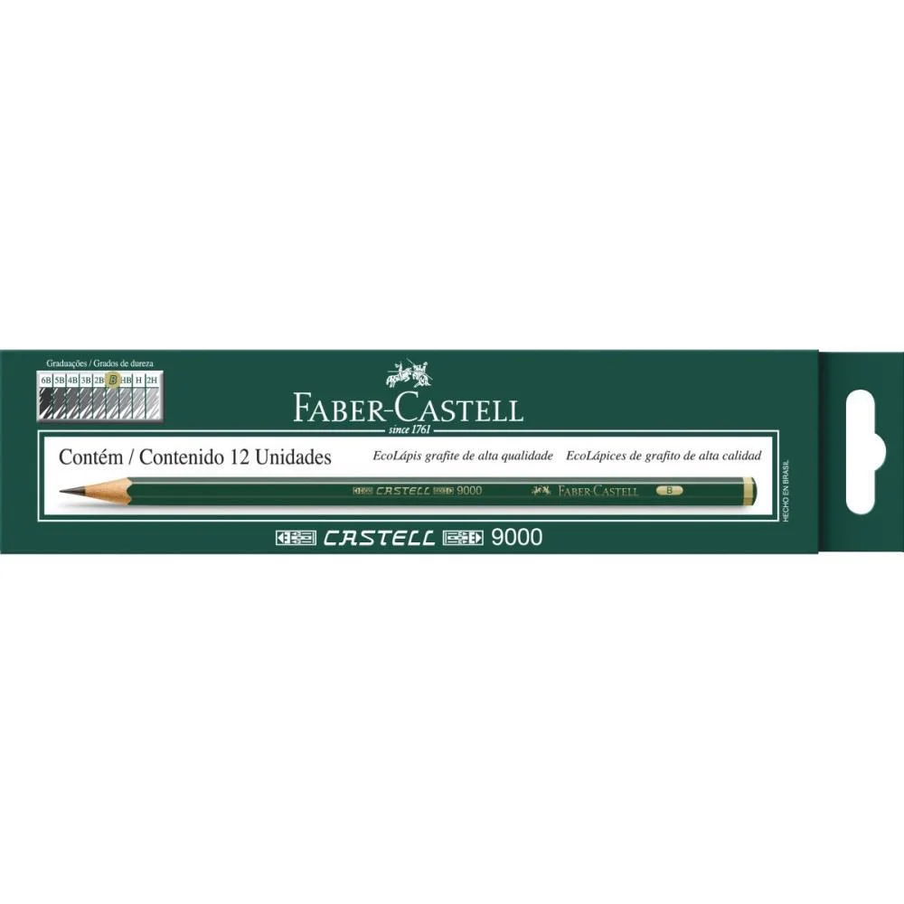 Lapis Preto Tecnico 9000 B Preto/Macio Faber-Castell (Cx.c/12) - imagem 3
