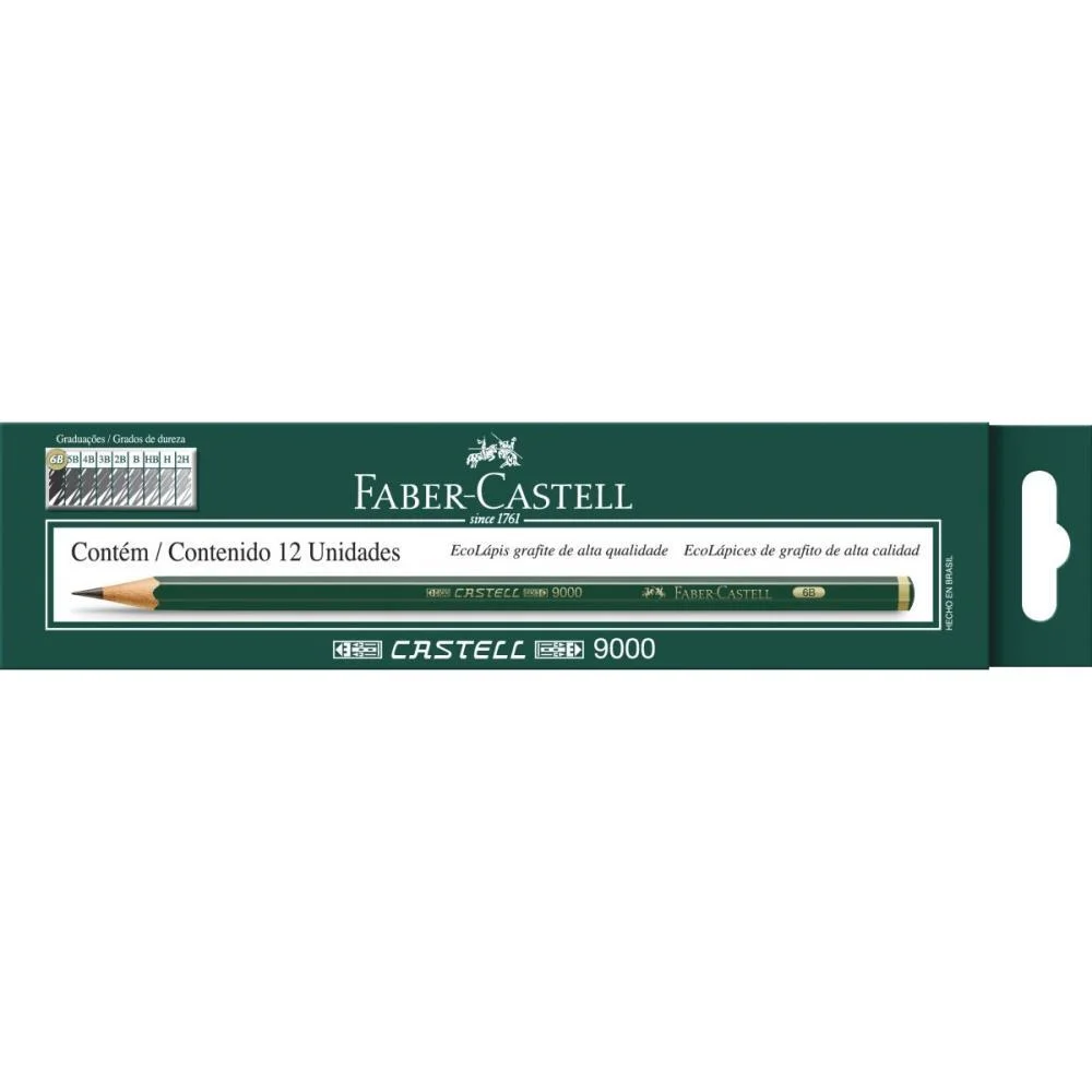 Lapis Preto Tecnico 9000 6B Preto Esc/Extra Macio Faber-Castell (Cx.c/12) - imagem 2