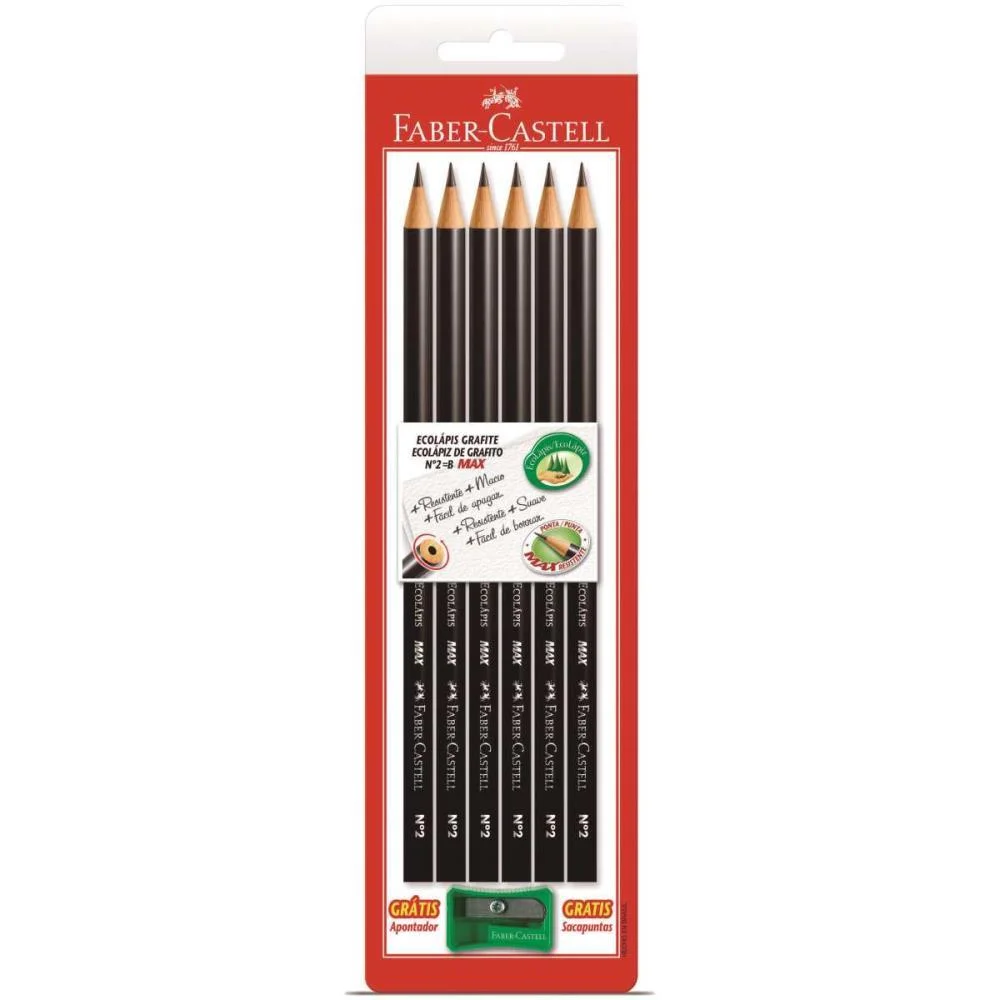Lapis Preto Redondo 1205 Max N.2Hb Faber-Castell (Bl.c/06) - imagem 3
