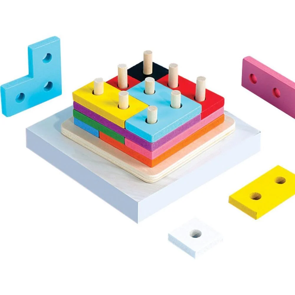 Brinquedo Pedagogico Madeira Encaixe Formas/Cores Tetris Toy Mix (Unidade) - imagem 2