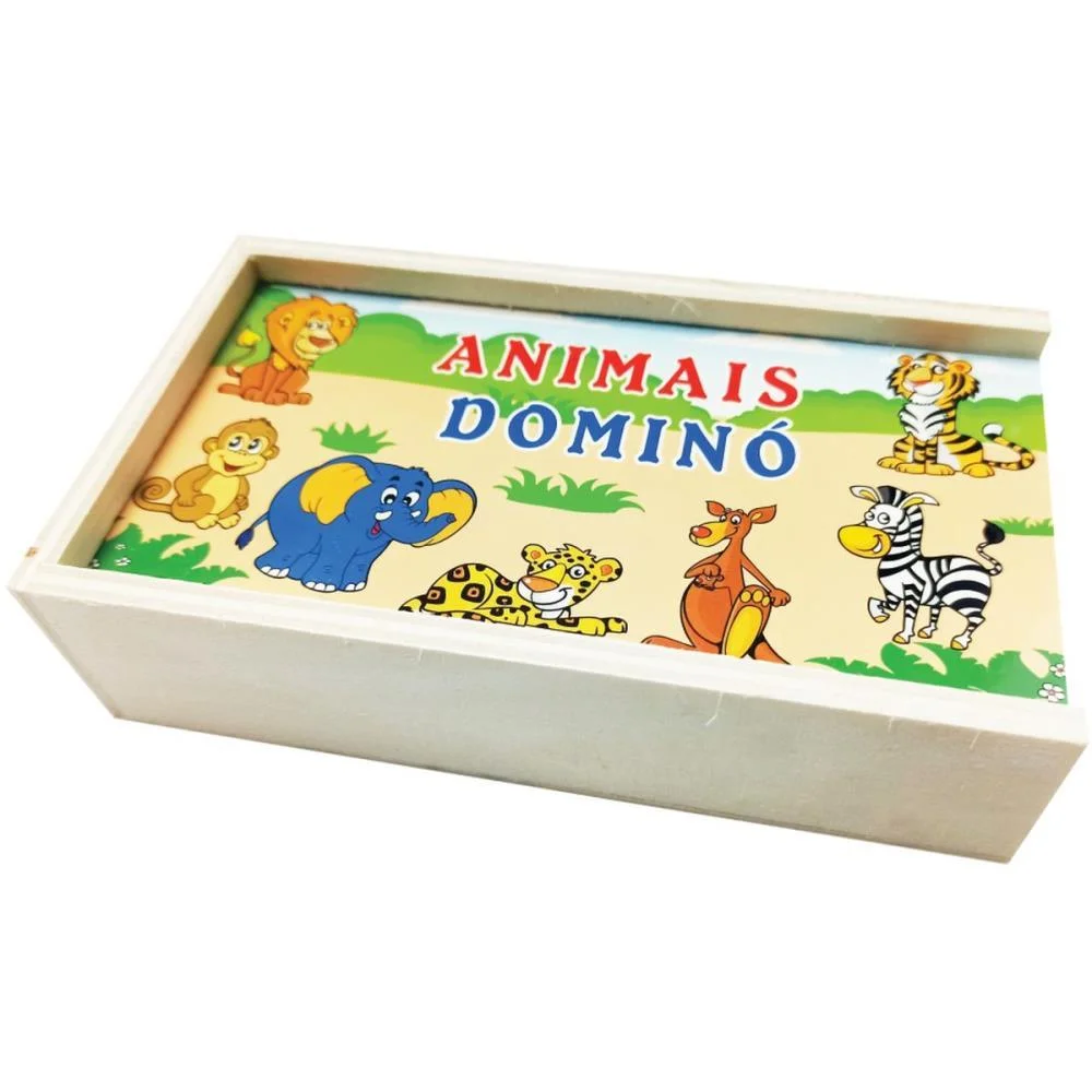 Domino Animais Em Madeira 28Pcs Toy Mix - imagem 2