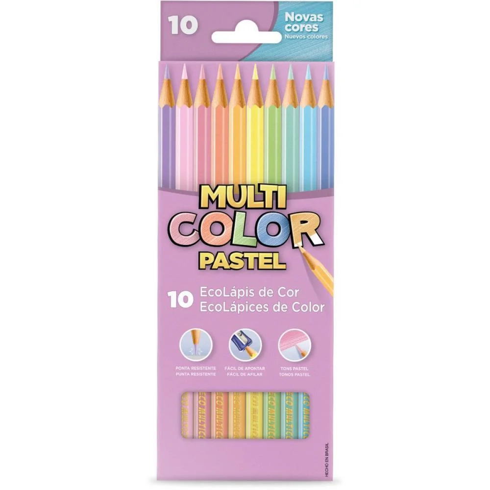 Lapis De Cor Sextavado Multicolor Eco 10 Cores Pastel Faber-Castell (Pct.c/12) - imagem 2