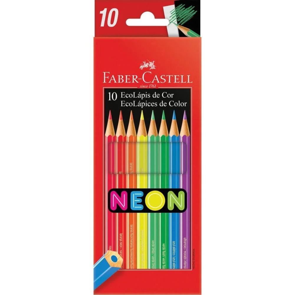 Lapis De Cor Sextavado Ecolapis 10 Cores Neon Faber-Castell (Pct.c/12) - imagem 3