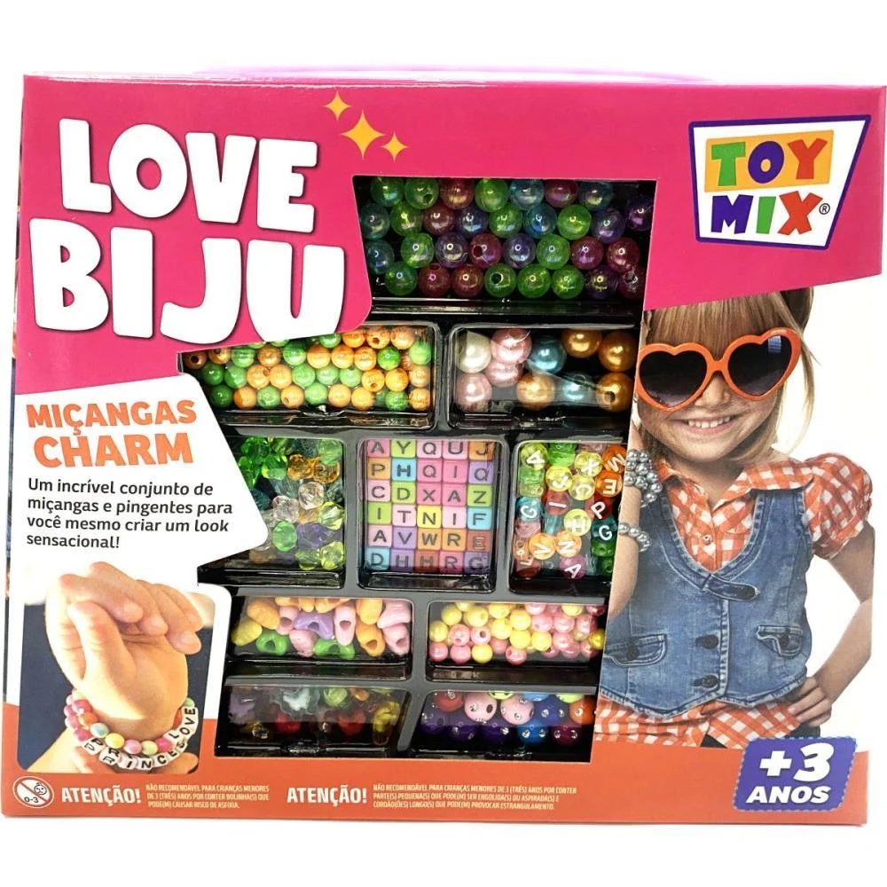 Bijuteria E Micanga Love Biju Charm 300Pcs+Fio Toy Mix (Unidade) - imagem 2