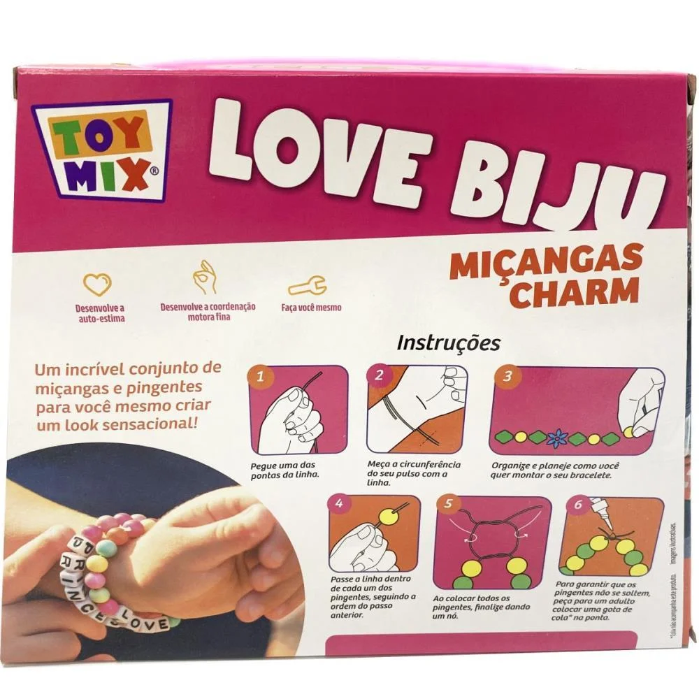 Bijuteria E Micanga Love Biju Charm 300Pcs+Fio Toy Mix (Unidade) - imagem 4