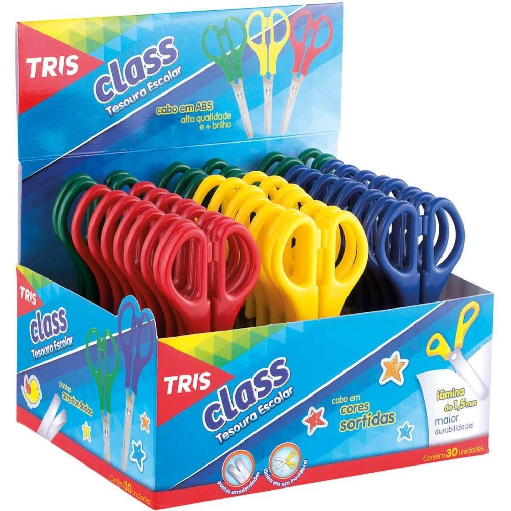 Tesoura Escolar Tris Class 13Cm Colorida Summit (Cx.c/30) - imagem 2