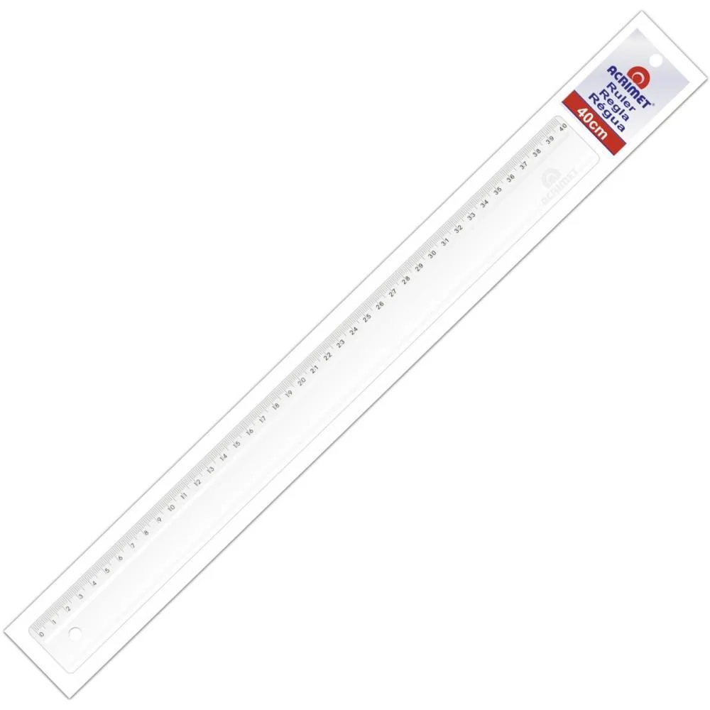 Regua De Poliestireno Transparente 40Cm. Acrimet (Pct.c/10) - imagem 2