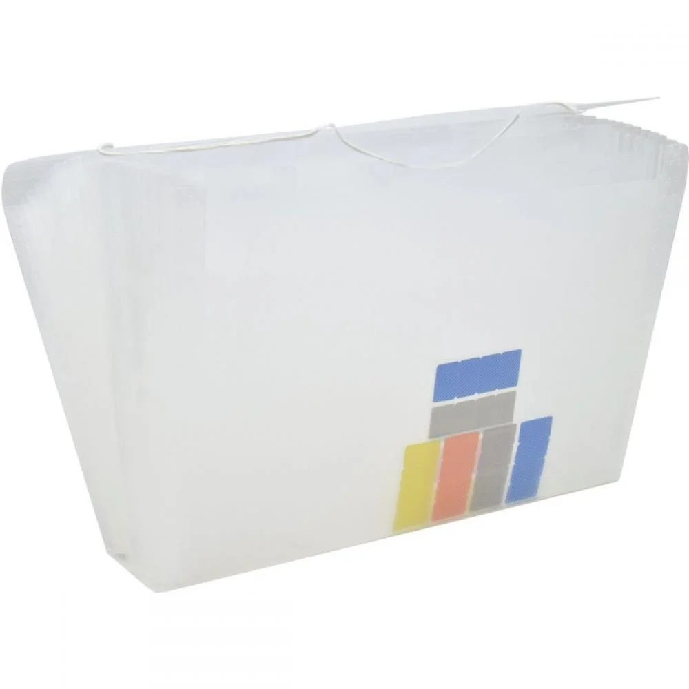 Pasta Sanfonada Plastica Duplicata 31 Divisoes Cristal Polibras (Unidade) - imagem 3