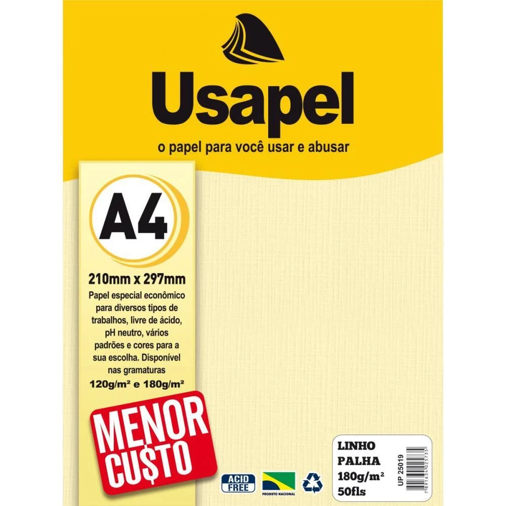 Papel A4 Linho Usapel Palha 180G. Filiperson (Pct.c/50) - imagem 3