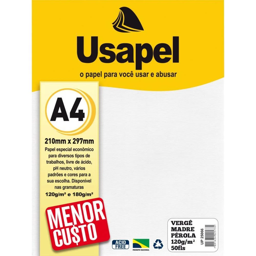 Papel A4 Verge Usapel Madre Perola 120G. Filiperson (Pct.c/50) - imagem 3