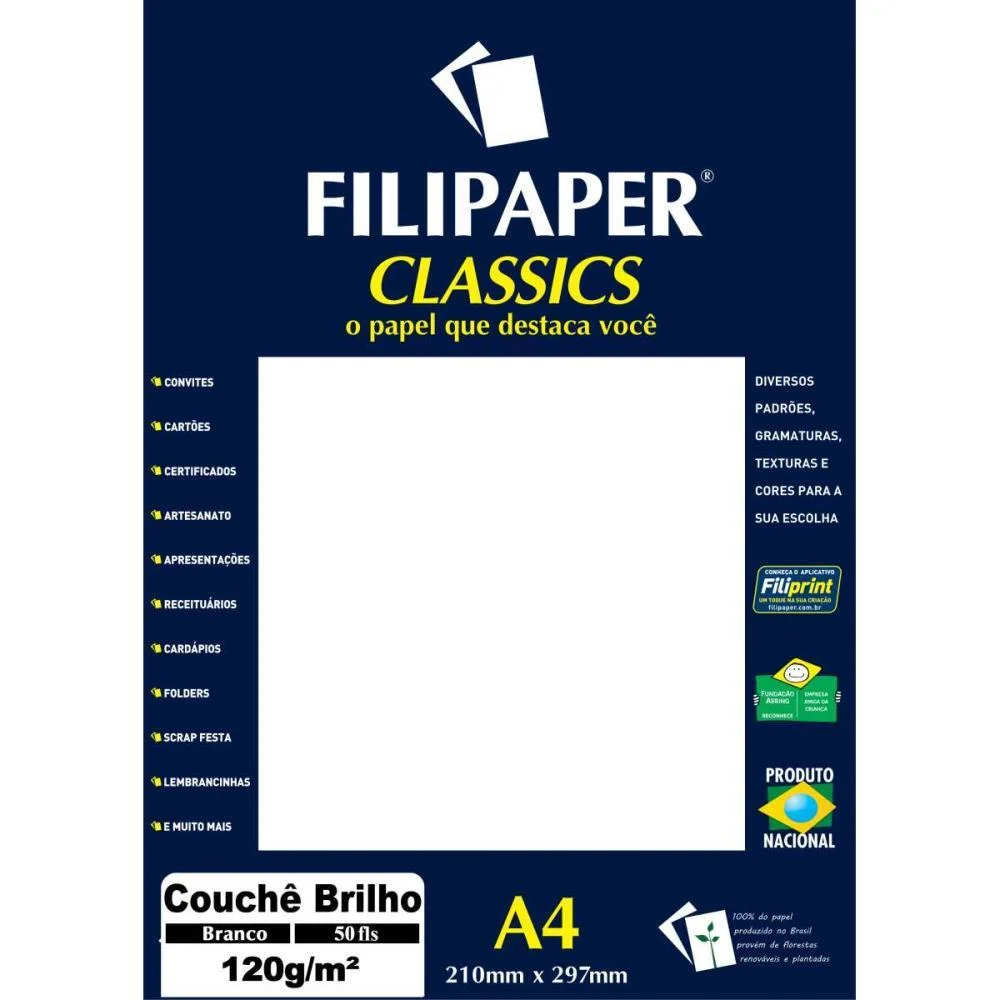 Papel A4 Couche Branco 120G. Filiperson (Pct.c/50) - imagem 3