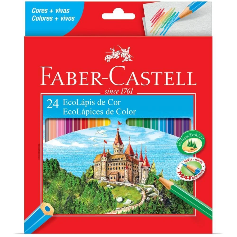 Lapis De Cor Sextavado Ecolapis 24 Cores S/Kit Faber-Castell (Pct.c/06) - imagem 2
