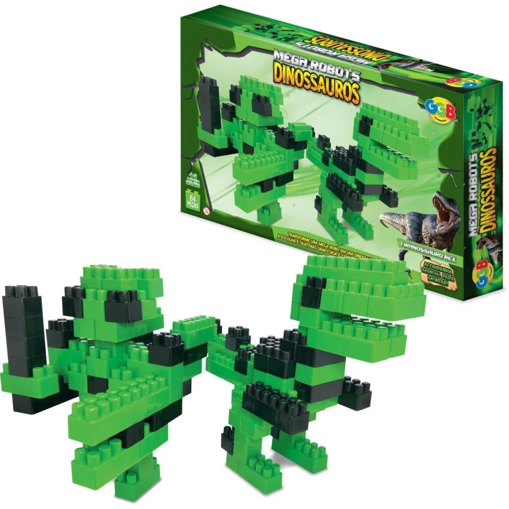 Brinquedo Para Montar Blocos Mega Robots Tiranossauo Ggb Plast (Unidade) - imagem 2